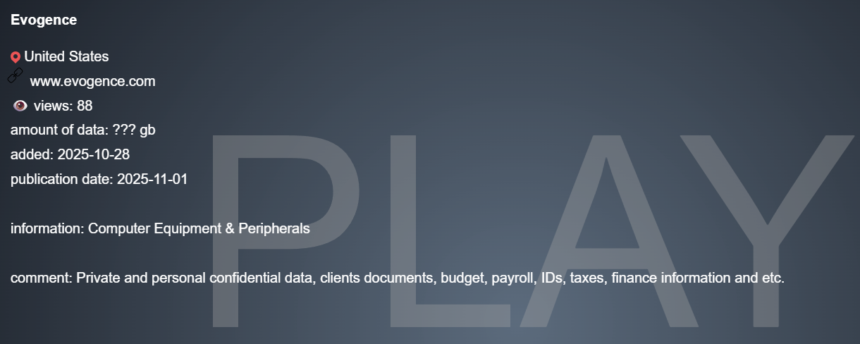 Evogence成为PLAY勒索软件的受害者-xLab 威胁情报