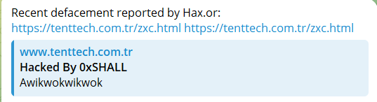 Hax.or targets the website of Tenttech-xLab 威胁情报