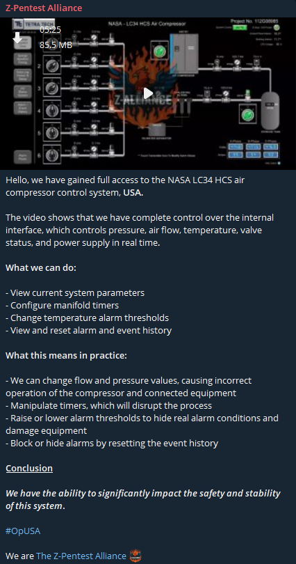 涉嫌未经授权访问NASA LC-34 HCS System-xLab 威胁情报