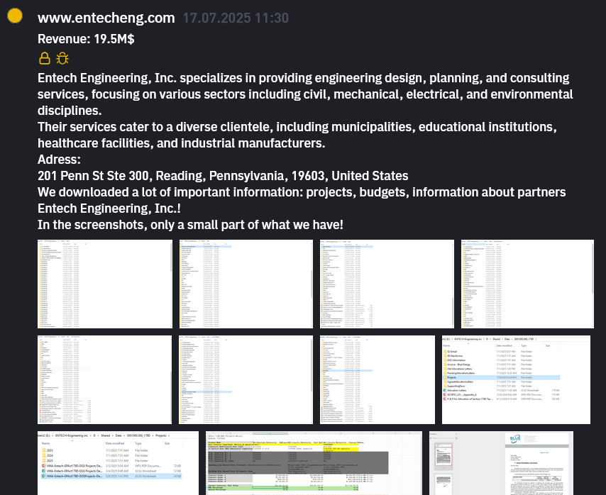 Entech Engineering和INC.成为INC RANSOM勒索软件的受害者-xLab 威胁情报