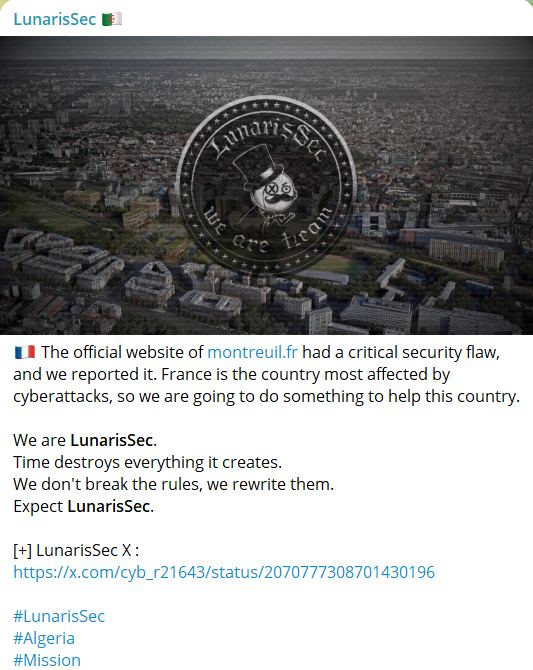 Alleged Vulnerability Leak of City of Montreuil-xLab 威胁情报
