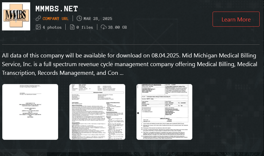 Inc.密歇根中部医疗计费服务成为Qilin勒索软件的受害者-xLab 威胁情报