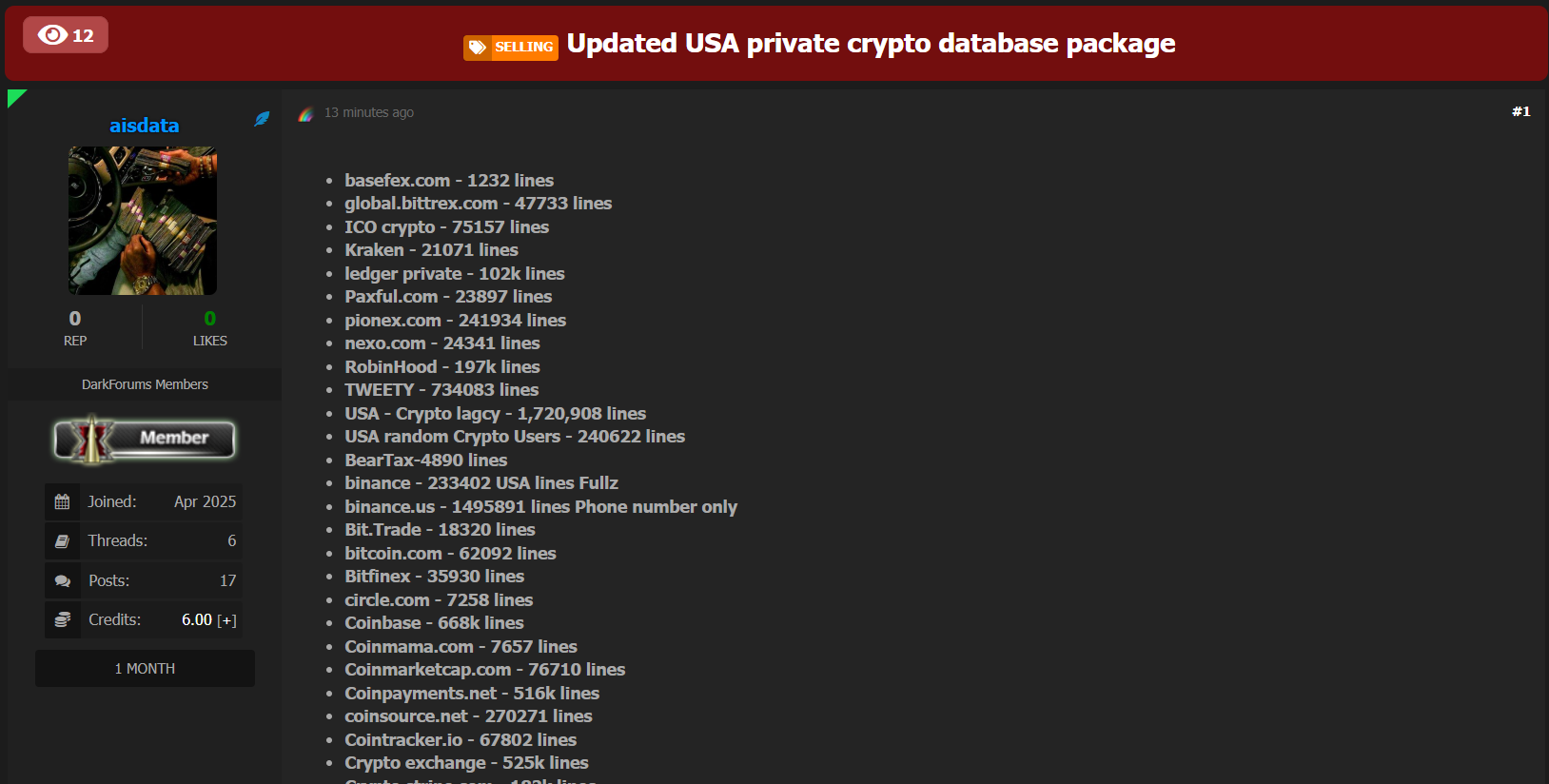 涉嫌在美国出售多个加密数据库-xLab 威胁情报