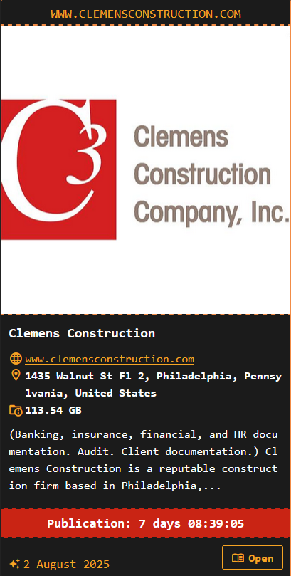 Clemens建筑公司成为DragonForce勒索软件的受害者-xLab 威胁情报