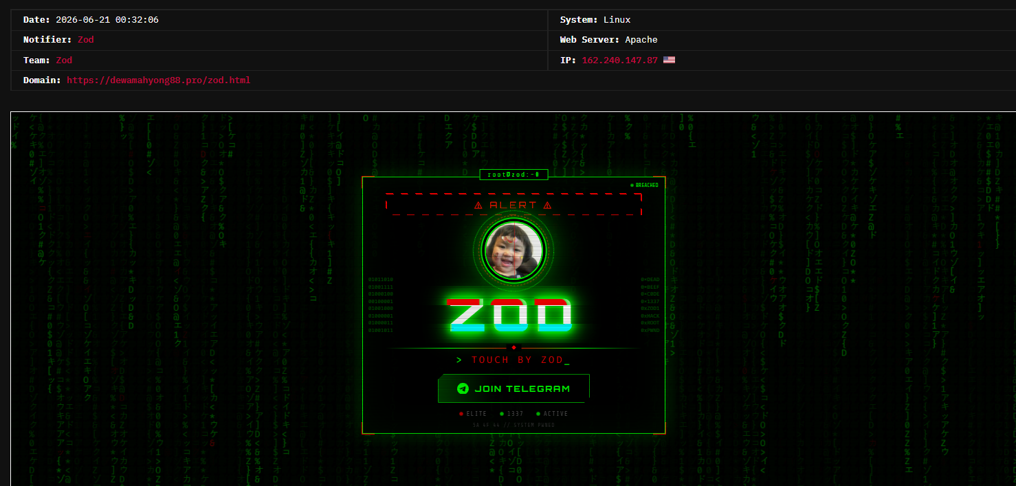 Zod targets the website of Dewamahyong88-xLab 威胁情报