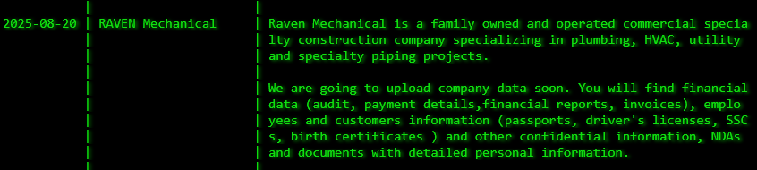 Raven Mechanical成为Akira勒索软件的受害者-xLab 威胁情报