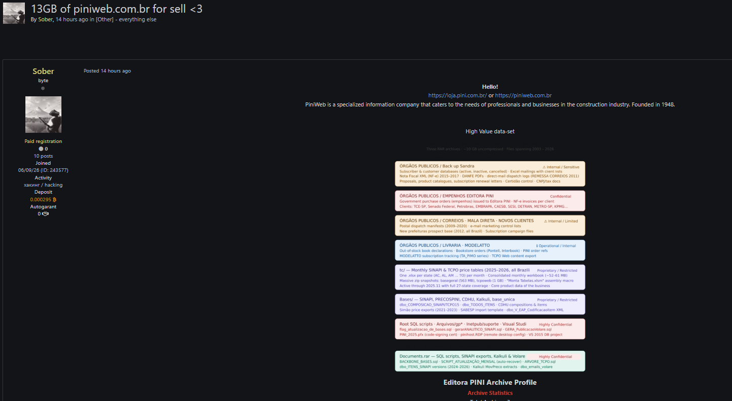 Alleged Sale of PiniWeb Database-xLab 威胁情报