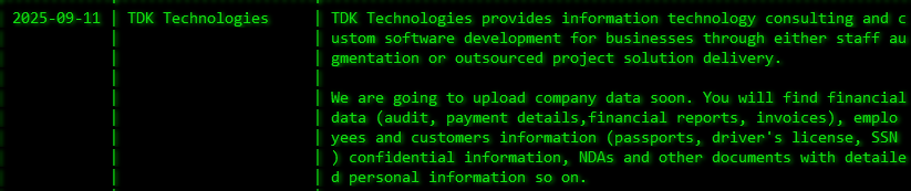 TDK Technologies成为akira勒索软件的受害者-xLab 威胁情报