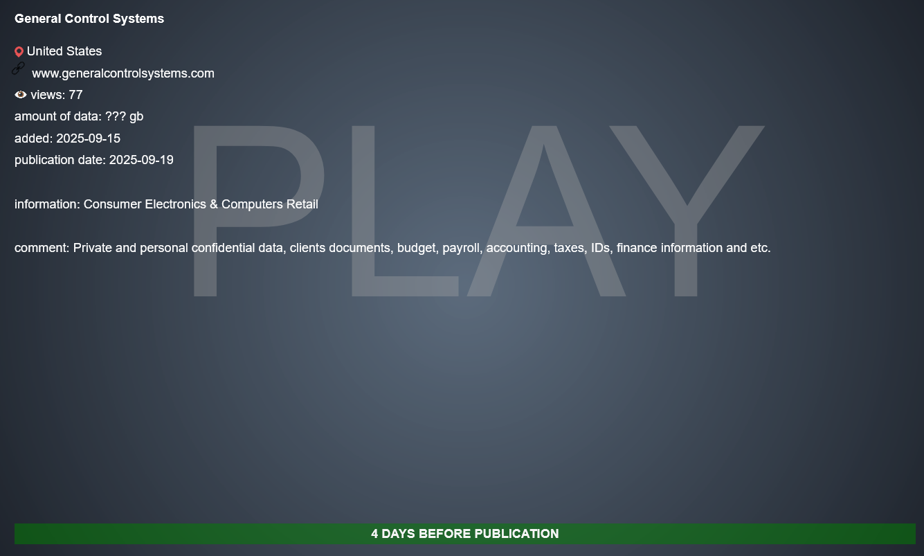 通用控制系统成为PLAY勒索软件的受害者-xLab 威胁情报