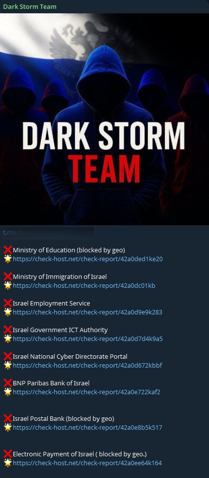 Dark Storm Team targets the website of Israel National Cyber Directorate-xLab 威胁情报