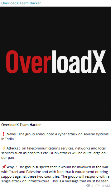 OverloadX团队黑客声称针对印度-xLab 威胁情报
