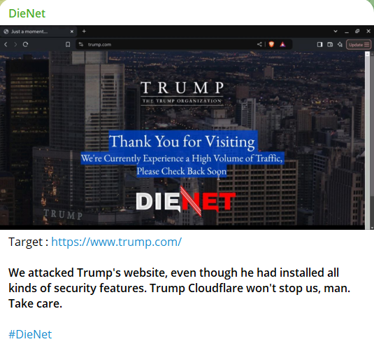 DieNet瞄准Trump组织网站-xLab 威胁情报