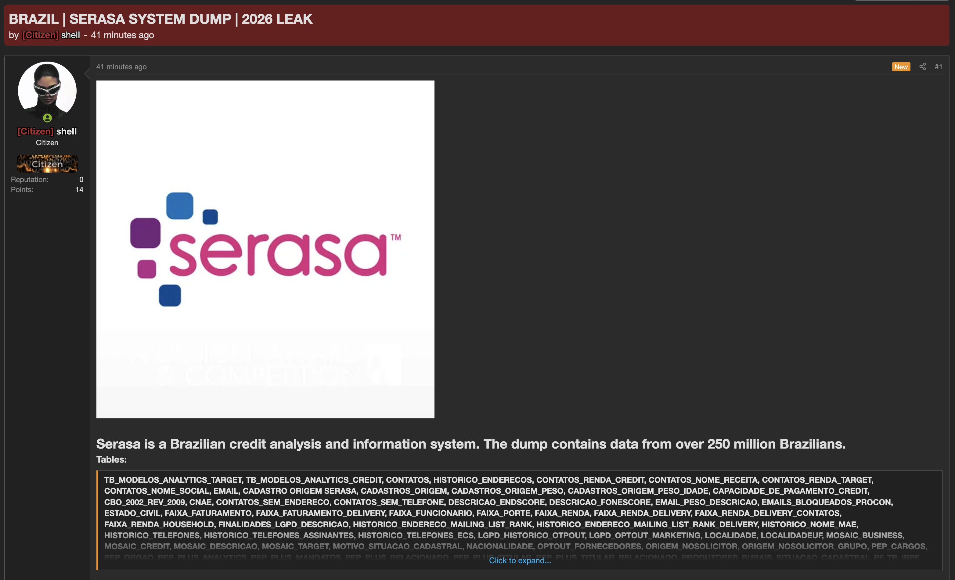 Alleged Data Breach of Serasa-xLab 威胁情报