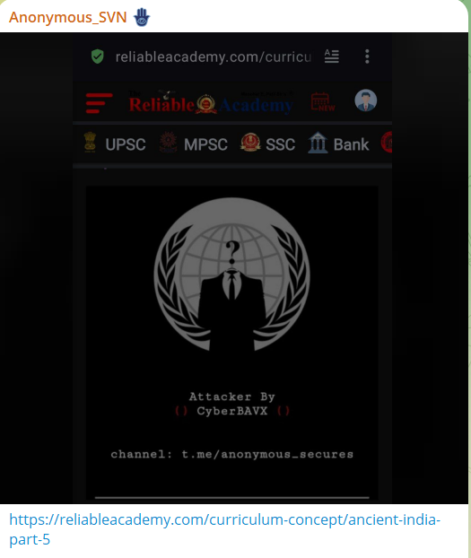Anonymous_SVN针对可靠学院高等教育私人有限公司网站-xLab 威胁情报
